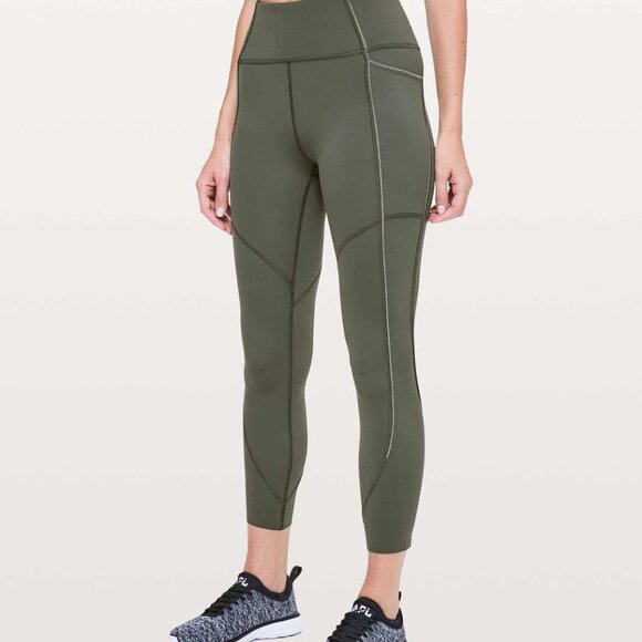 Lululemon Run The Course Crop Legging Camo Green Size 4 - Picture 2 of 9